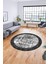 Iskandinav Çerçeveli Modern Yıkanabilir Yolluk Mutfak Yuvarlak Salon Halısı, Y-Çerçeveli-16-Gri, 3