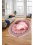 Modern Çerçeve Desen Yıkanabilir Kaymaz Yolluk Mutfak Oval Salon Halısı, O-Çerçeveli-25-Pembe, 2