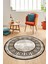 Tasarım Çerçeve Desenli Modern Yıkanabilir Mutfak Yuvarlak Salon Halısı, Y-Çerçeveli-09-Kahve, 2
