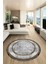 Şık Tasarım Çerçeve Desenli Modern Yıkanabilir Mutfak Yuvarlak Salon Halısı, Y-Çerçeveli-10-Kahve, 1