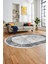 Çerçeveli Modern Desen Yıkanabilir Kaymaz Yolluk Mutfak Oval Salon Halısı, O-Çerçeveli-32-Beyaz, 2