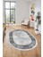 Çerçeveli Modern Desen Yıkanabilir Kaymaz Yolluk Mutfak Oval Salon Halısı, O-Çerçeveli-32-Beyaz, 3