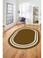 Sade Düz Renk Çerçeveli Yıkanabilir Modern Yolluk Mutfak Oval Salon Halısı, O-Çerçeveli-38-Kahve, 4