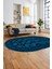 Etnik Çerçeve Desen Modern Yıkanabilir Yolluk Mutfak Oval Salon Halısı, O-Çerçeveli-20-Mavi, 4