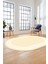 Sade Düz Renk Çerçeveli Yıkanabilir Modern Yolluk Mutfak Oval Salon Halısı, O-Çerçeveli-38-Krem, 5