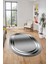 Sade Düz Renk Çerçeveli Yıkanabilir Modern Yolluk Oval Salon Halısı, O-Çerçeveli-39-Gri, 1
