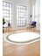 Dijital Kaymaz Yıkanabilir Modern Sade Çerçeveli Oval Yolluk Salon Halısı, O-Çerçeveli-45-Beyaz, 3
