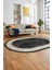 Şık Çerçeve Desenli Modern Yıkanabilir Yolluk Mutfak Oval Salon Halısı, O-Çerçeveli-21-Antrasit, 3