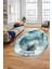 Mermer Çerçeve Desen Modern Yıkanabilir Yolluk Mutfak Oval Salon Halısı, O-Çerçeveli-17-Mavi, 3