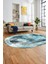 Mermer Çerçeve Desen Modern Yıkanabilir Yolluk Mutfak Oval Salon Halısı, O-Çerçeveli-17-Mavi, 4