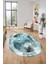 Mermer Çerçeve Desen Modern Yıkanabilir Yolluk Mutfak Oval Salon Halısı, O-Çerçeveli-17-Mavi, 5