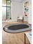 Dijital Kaymaz Yıkanabilir Modern Şık Çerçeveli Oval Yolluk Salon Halısı, O-Çerçeveli-44-Antrasit, 2