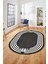 Dijital Kaymaz Yıkanabilir Modern Şık Çerçeveli Oval Yolluk Salon Halısı, O-Çerçeveli-44-Antrasit, 3