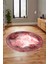 Modern Çerçeve Desen Yıkanabilir Kaymaz Yolluk Mutfak Yuvarlak Salon Halısı, Y-Çerçeveli-25-Pembe, 4
