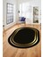Sade Düz Renk Çerçeveli Yıkanabilir Modern Yolluk Mutfak Oval Salon Halısı, O-Çerçeveli-38-Gold-, 4