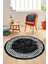 Dijital Kaymaz Taban Yıkanabilir Sade Çerçeveli Yuvarlak Mutfak Salon Halısı, Y-Çerçeveli-06-Siyah, 3