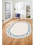 Dijital Kaymaz Yıkanabilir Şık Çerçeveli Ince Oval Yolluk Salon Halısı, O-Çerçeveli-49-Beyaz, 2