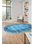 Şık Tasarım Yıkanabilir Kaymaz Çerçeveli Modern Oval Yolluk Salon Halısı, O-Çerçeveli-42-Mavi, 2