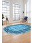 Şık Tasarım Yıkanabilir Kaymaz Çerçeveli Modern Oval Yolluk Salon Halısı, O-Çerçeveli-42-Mavi, 4