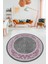 Şık Çerçeve Desenli Modern Yıkanabilir Yolluk Mutfak Yuvarlak Salon Halısı, Y-Çerçeveli-21-Pembe, 1