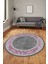 Şık Çerçeve Desenli Modern Yıkanabilir Yolluk Mutfak Yuvarlak Salon Halısı, Y-Çerçeveli-21-Pembe, 5