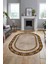 Dijital Kaymaz Yıkanabilir Çerçeveli Ince Oval Yolluk Mutfak Salon Halısı, O-Çerçeveli-48-Kahve-, 4