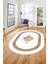 Dijital Kaymaz Yıkanabilir Göbekli Çerçeveli Oval Yolluk Salon Halısı, O-Çerçeveli-46-Beyaz, 2