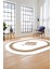 Dijital Kaymaz Yıkanabilir Göbekli Çerçeveli Oval Yolluk Salon Halısı, O-Çerçeveli-46-Beyaz, 3