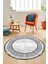 Tasarım Çerçeve Desenli Modern Yıkanabilir Mutfak Yuvarlak Salon Halısı, Y-Çerçeveli-09-Gri, 2
