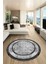 Şık Tasarım Çerçeve Desenli Modern Yıkanabilir Mutfak Yuvarlak Salon Halısı, Y-Çerçeveli-10-Gri, 1