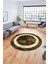 Mermer Çerçeve Desen Modern Yıkanabilir Yolluk Mutfak Yuvarlak Salon Halısı, Y-Çerçeveli-18-Kahve, 3