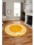 Dijital Kaymaz Yıkanabilir Modern Şık Çerçeve Yuvarlak Yolluk Salon Halısı, Y-Çerçeve-44-Turuncu, 3