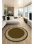 Dijital Kaymaz Yıkanabilir Modern Sade Çerçeveli Yuvarlak Yolluk Salon Halısı, Y-Çerçeveli-45-Kahve, 3