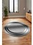 Sade Düz Renk Çerçeveli Yıkanabilir Modern Yolluk Yuvarlak Salon Halısı, Y-Çerçeveli-39-Gri, 1