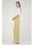 Geniş Paça Pileli Pantolon Pastel Sarı 9