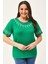 Kadın Büyük Beden Dal Nakış Detay Yeşil Bluz 1