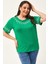 Kadın Büyük Beden Dal Nakış Detay Yeşil Bluz 2