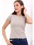 Kadın Soft Touch Slim Fit Sıfır Yaka Kısa Kol Top Esnek Basic Örme Bluz & Body 3