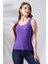 Buxton Kadın Mor U Yaka Kolsuz Esnek Basic Penye Bluz & Body 1