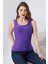 Buxton Kadın Mor U Yaka Kolsuz Esnek Basic Penye Bluz & Body 2