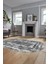Modern Sade Desenli Dijital Kaymaz Yıkanabilir Oval Yolluk Salon Halısı O-Modern-37-Gri 2