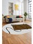 Baskılı Kaymaz Yıkanabilir Modern Oval Yolluk Mutfak Halısı Salon Halısı O-Modern-61-Kahve 2
