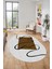 Baskılı Kaymaz Yıkanabilir Modern Oval Yolluk Mutfak Halısı Salon Halısı O-Modern-61-Kahve 3