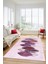 Dijital Kaymaz Taban Yıkanabilir Yaprak Desenli Yolluk Mutfak Salon Halısı Modern-08-Mor 3