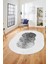 Baskılı Kaymaz Taban Yıkanabilir Modern Yolluk Mutfak Oval Salon Halısı O-Modern-01-Beyaz 1