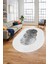 Baskılı Kaymaz Taban Yıkanabilir Modern Yolluk Mutfak Oval Salon Halısı O-Modern-01-Beyaz 5