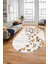 Baskılı Kaymaz Yıkanabilir Kelebek Desen Oval Yolluk Mutfak Salon Halısı O-Modern-42-Kahve 3