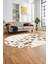 Baskılı Kaymaz Yıkanabilir Kelebek Desen Oval Yolluk Mutfak Salon Halısı O-Modern-42-Kahve 4