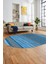 Modern Kilim Dijital Kaymaz Yıkanabilir Oval Yolluk Mutfak Salon Halısı O-Modern-17-Mavi 5