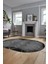3D Baskılı Kaymaz Yıkanabilir Sade Desen Oval Yolluk Mutfak Salon Halısı O-Modern-44-Antrasit 2